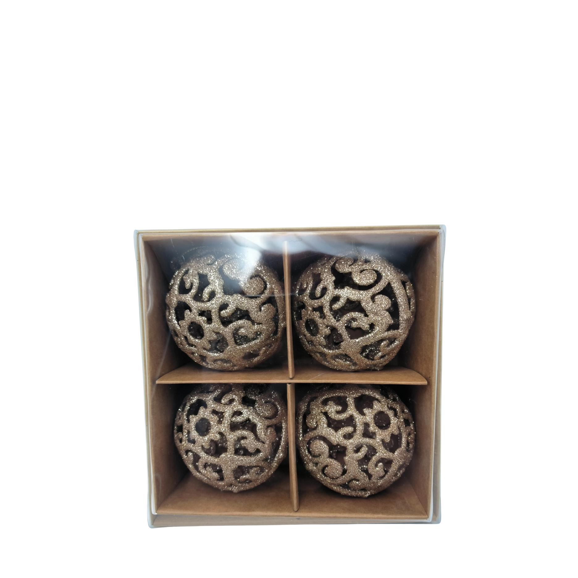 Weihnachtskugeln mit Glitzer, 4 Stk.